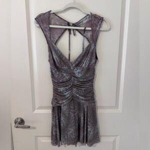 Urban Outfitters silence + noise Gray-Blue Ruched One-Shoulder Evening Dress